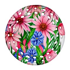 Exotic Tropical Flowers Round Filigree Ornament (two Sides) by GardenOfOphir