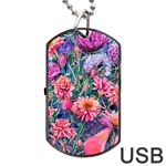 Retro Floral Dog Tag USB Flash (Two Sides)