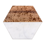 Retro Floral Marble Wood Coaster (Hexagon) 