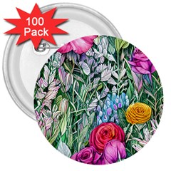 Cottagecore Tropical Flowers 3  Buttons (100 Pack)  by GardenOfOphir