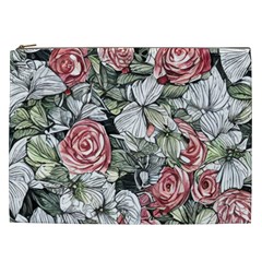 Retro Topical Botanical Flowers Cosmetic Bag (xxl) by GardenOfOphir