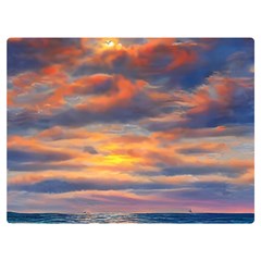 Serene Sunset Over Beach One Side Premium Plush Fleece Blanket (extra Small) by GardenOfOphir
