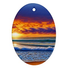 Summer Sunset Over The Ocean Oval Ornament (two Sides) by GardenOfOphir