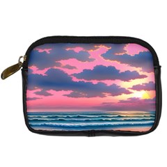 Sunset Over The Beach Digital Camera Leather Case by GardenOfOphir