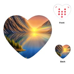 Remarkable Lake Sunset Playing Cards Single Design (heart) by GardenOfOphir