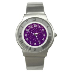 Purple Glittery Backdrop Scrapbooking Sparkle Stainless Steel Watch