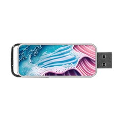 Pink Wave Crashing On The Shore Portable Usb Flash (one Side) by GardenOfOphir