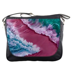 Ocean Waves In Pink Messenger Bag by GardenOfOphir