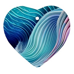 Ocean Waves Pastel Heart Ornament (two Sides) by GardenOfOphir