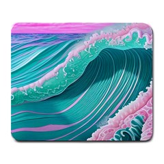 Pink Ocean Waves Large Mousepad by GardenOfOphir