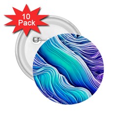 Ocean Waves In Pastel Tones 2 25  Buttons (10 Pack)  by GardenOfOphir