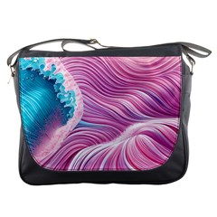 Pink Water Waves Messenger Bag by GardenOfOphir