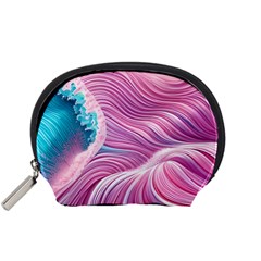 Pink Water Waves Accessory Pouch (small) by GardenOfOphir