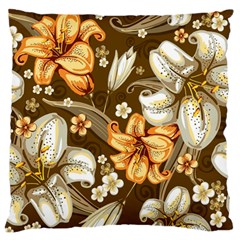 White And Yellow Floral Lilies Background Surface Standard Premium Plush Fleece Cushion Case (one Side)