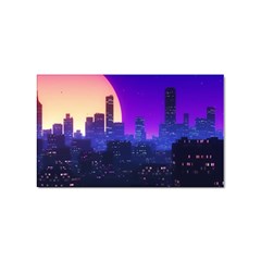 The Sun Night Music The City Background 80s 80 s Synth Sticker (rectangular) by Jancukart