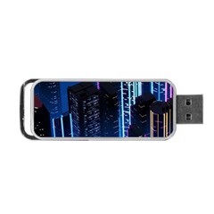 Night Music The City Neon Background Synth Retrowave Portable Usb Flash (one Side) by Jancukart