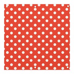 Indian Red Polka Dots Banner And Sign 3  X 3  by GardenOfOphir