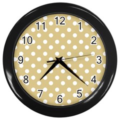 Mint Polka And White Polka Dots Wall Clock (black) by GardenOfOphir