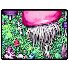 Liberty Cap Magic Mushroom One Side Fleece Blanket (large) by GardenOfOphir