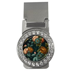 Floral Flower Blossom Turquoise Money Clips (cz) 