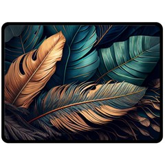 Ai Generated Leaves Foliage Plants One Side Fleece Blanket (large)