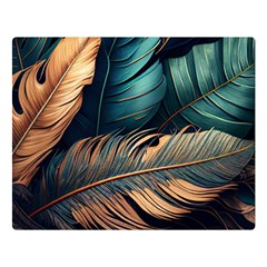 Ai Generated Leaves Foliage Plants Premium Plush Fleece Blanket (large) by Ravend