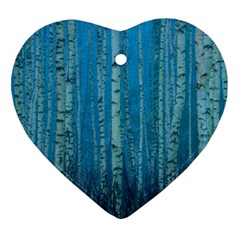 Forest Birch Nature Autumn Masuria Heart Ornament (two Sides)