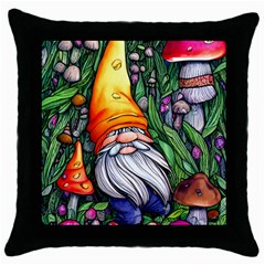 Magic Mushroom Charm Toadstool Glamour Throw Pillow Case (black) by GardenOfOphir