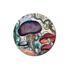 Shroom Magic Mushroom Charm Rubber Coaster (round) by GardenOfOphir