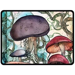 Shroom Magic Mushroom Charm One Side Fleece Blanket (large) by GardenOfOphir