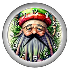 Mushroom Magic Charm Wall Clock (silver) by GardenOfOphir