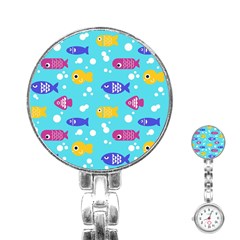 Fish Graphic Seamless Pattern Seamless Pattern Stainless Steel Nurses Watch by Ravend