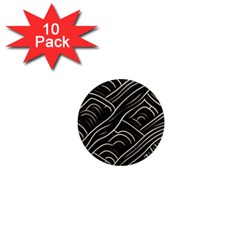 Black Coconut Color Wavy Lines Waves Abstract 1  Mini Magnet (10 Pack) 