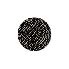 Black Coconut Color Wavy Lines Waves Abstract Golf Ball Marker (4 Pack)