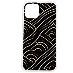 Black Coconut Color Wavy Lines Waves Abstract Iphone 12 Pro Max Tpu Uv Print Case by Ravend