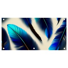 Feathers Pattern Design Blue Jay Texture Colors Banner And Sign 4  X 2 