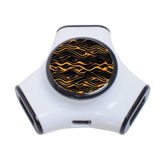 Waves Pattern Golden 3d Abstract Halftone 3-port Usb Hub