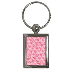 Valentine Romantic Love Watercolor Pink Pattern Texture Key Chain (rectangle)