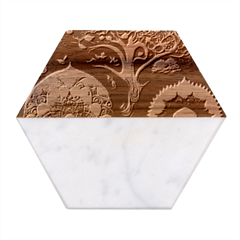 Trees Dream Generative Art Intricate Patterns Marble Wood Coaster (hexagon)  by Ravend