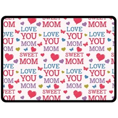 Love Mom Happy Mothers Day I Love Mom Graphic One Side Fleece Blanket (large) by Ravend