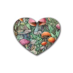 Mushroom Mojo For All Your Magic Spells Rubber Heart Coaster (4 Pack) by GardenOfOphir