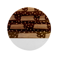 Arts Pattern Design Wallpaper Background Print Marble Wood Coaster (round) by Ravend