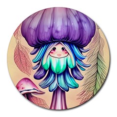 Psychedelic Mushroom For Sorcery And Theurgy Round Mousepad by GardenOfOphir