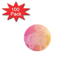 Unicorm Orange And Pink 1  Mini Magnets (100 Pack)  by lifestyleshopee