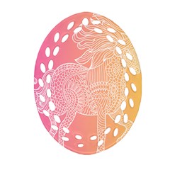 Unicorm Orange And Pink Ornament (oval Filigree) by lifestyleshopee