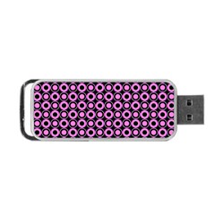 Pink Donuts Pink Filling On Black Portable Usb Flash (one Side) by Mazipoodles