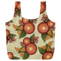 Flowers Leaves Pattern Flora Botany Drawing Art Full Print Recycle Bag (xxl) by Ravend