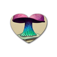 Forest Fairycore Mushroom Rubber Heart Coaster (4 Pack) by GardenOfOphir