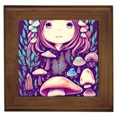 Fairy Mushroom Illustration Design Framed Tile by GardenOfOphir