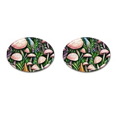 Flowery Garden Nature Woodsy Mushroom Cufflinks (oval) by GardenOfOphir